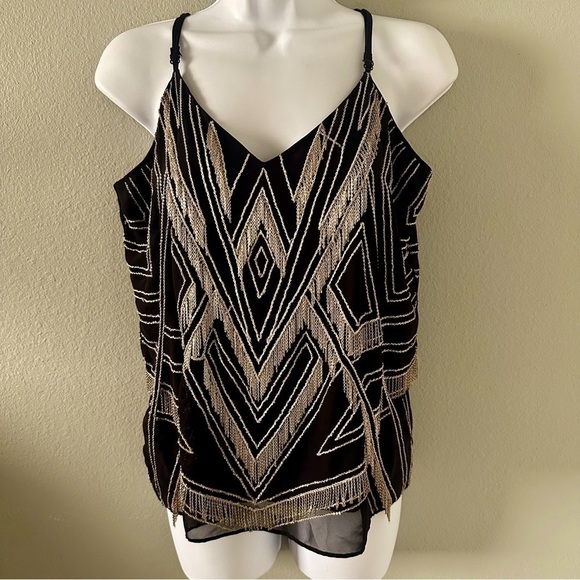 Y2k PARKER Womens Top Size Medium Chain Mail Flapper Gatsby - Picture 2 of 14